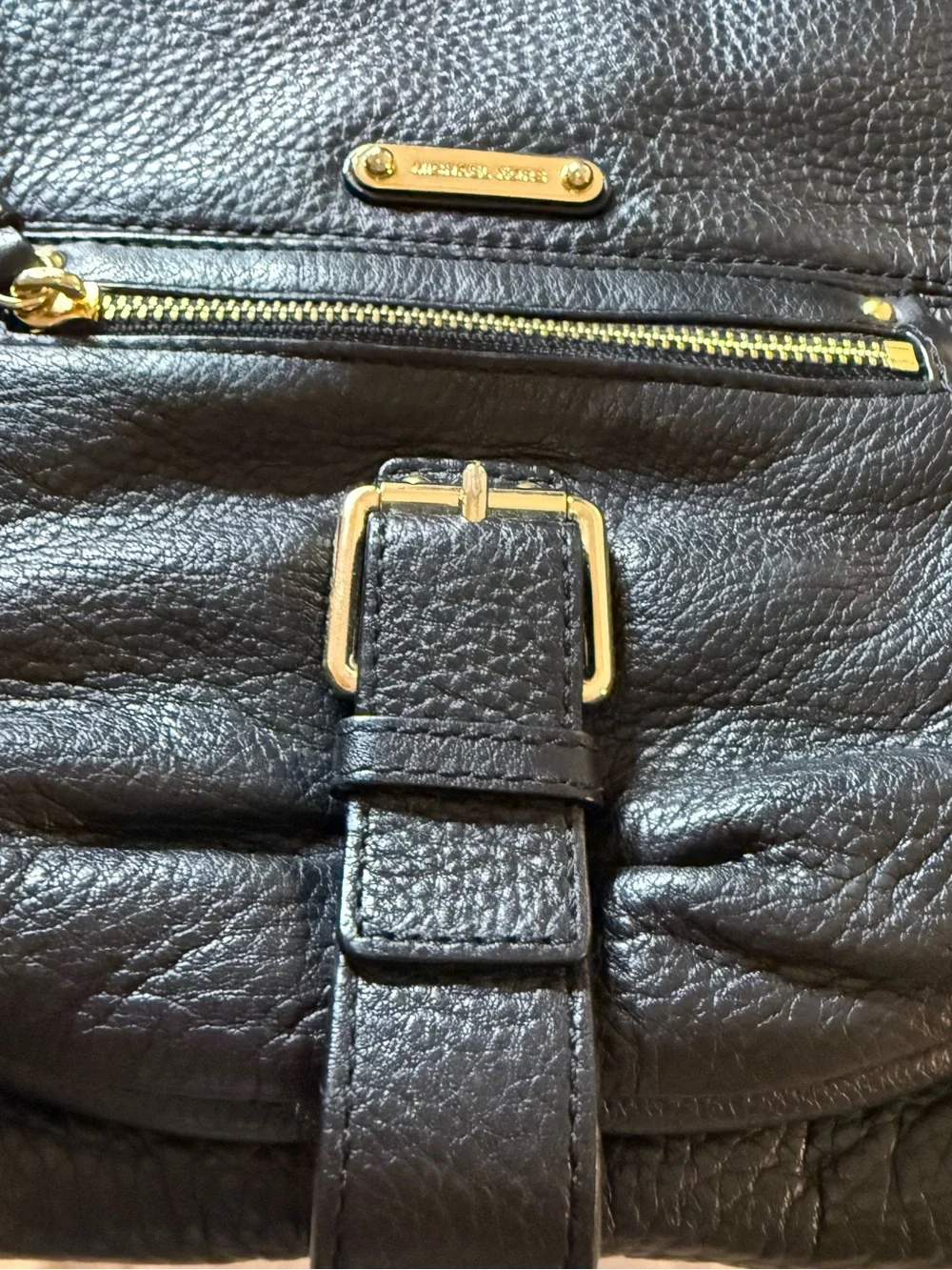 Michael Kors Austin Black Pebbled Leather Hobo Shoulder Bag Purse